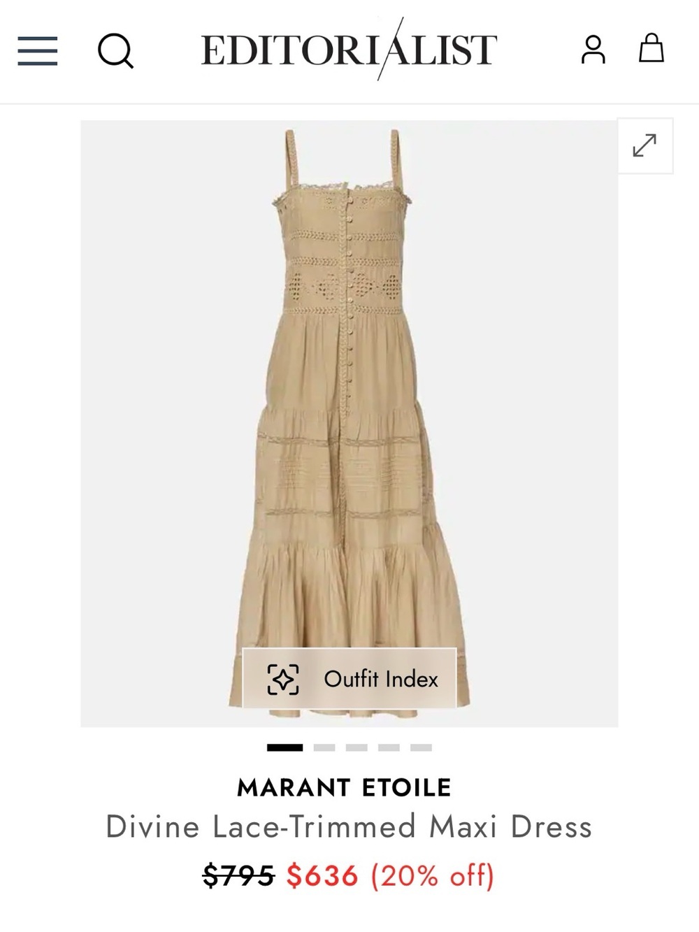 Isabel Marant Sleeveless Button-Front Midi Dress in Olive Beige - Picture 4 of 15
